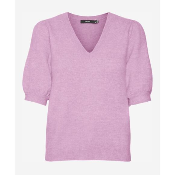 NEW VERO MODA Elly V-Neck Puff Sleeve Knitted Sweater Size S - Picture 9 of 9